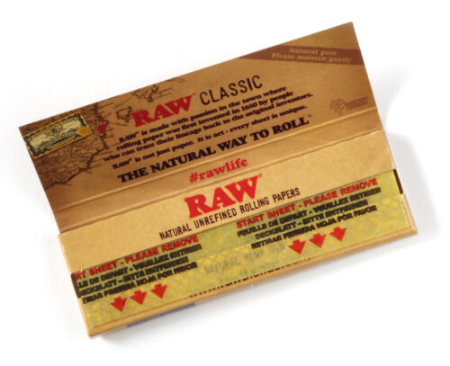 1 box RAW CLASSIC Natural UNREFINED rolling paper size 1 1//4-24 packs