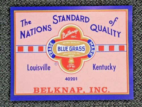 BELKNAP BLUE GRASS Hardware Store Louisville KY NOS Original Advertising Label 