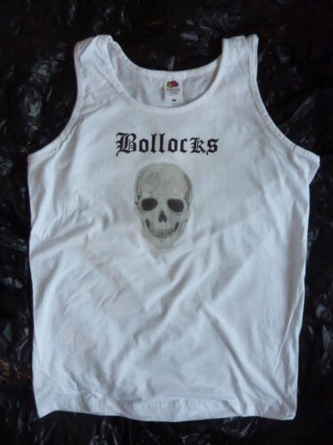Gothic skull bollocks Punk  Biker Tattoo White vest gym size S only left