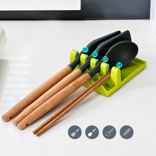Kitchen Tool Heat Resistant Silicone Spoon Rest Cooking Utensil Spatula Holder 