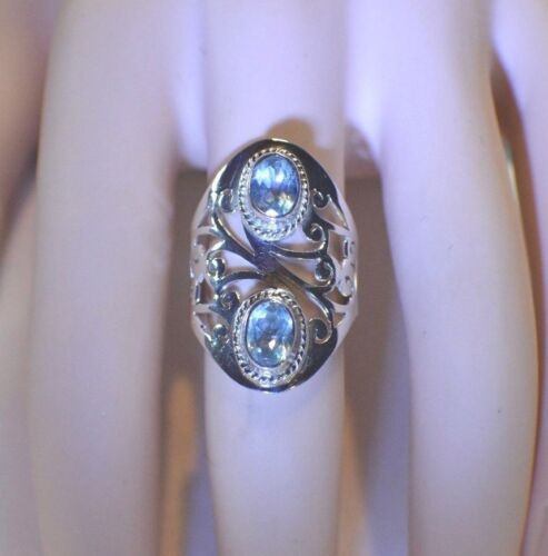GLAMOROUS 2.00 ct NATURAL  TOPAZ  .925 STERLING SILVER TRIBAL STATEMENT RING 