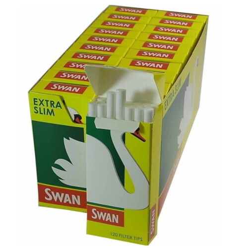 10 Swan Extra Slim Filter 5mm Vorgeschnitten Tabak Zigarette 1200 Tips Halbe Box