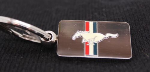 Hillman Licensed Ford Mustang Nickel Plated Red White Blue Stripe Key Chain 