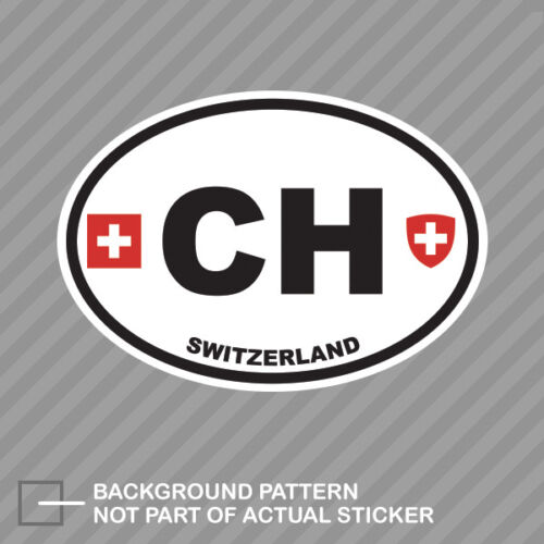 Switzerland Oval Sticker Decal Vinyl Swiss Country Code euro CH v2