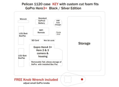 Desert Tan caso Pelican ™ 1150 se adapta a Gopro Hero 7 6 5 4 3+3 Llave Inglesa Gratis & Placa de Identificación 