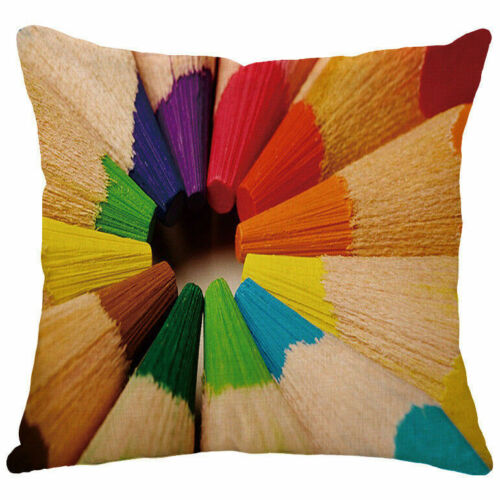 Cotton Linen Colorful Pattern Sofa Waist Cushion Cover Home Decor Pillow Case 