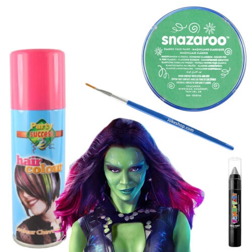 Gamora The Avengers GotG Halloween Fancy Dress Makeup Kit Face-paint Hairspray 