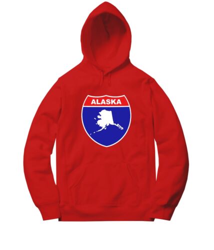 US State Alaska Interstate Highway Route Shield Sweater Jacket Pullover Hoodie 