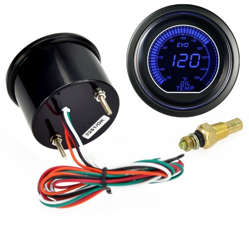 2/" 52mm Blue LED Racing Car Oil Temp Display Temperature Celsius Gauge 12V 1PCS
