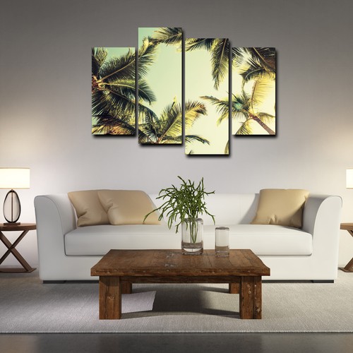 Framed Canvas Prints For Home Decor Coconnut Trees Wall Art Canvas Painting-4pcs