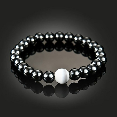 Fashion pierre naturelle magnétite noir Calcul Biliaire de perles bracelet santé Bang C9O1