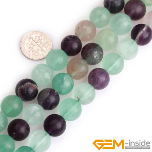 Natural Fluorite Quartz Forested Matt Round loose Beads for Jewelry Making 15/"