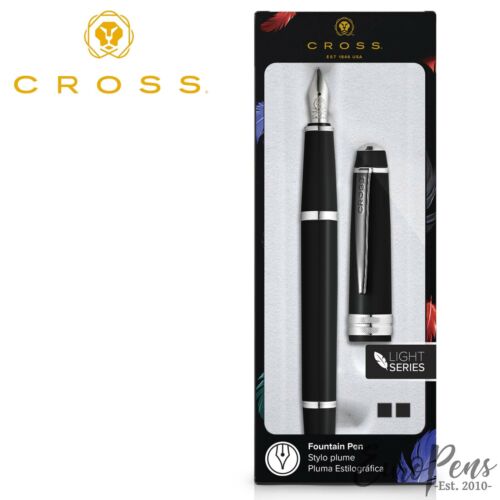 Cross Black Fountain Pen Bailey light Choose Nib /& Box style Extra fine to Med