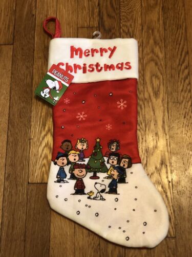 Charlie Brown The Peanuts Gang Snoopy Merry Christmas Large 18" Felt Stocking 