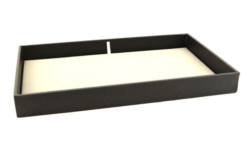 Large Black 1.5 Inch Deep Jewellery Display Tray & Grey Velvet Display Pad 1-2 