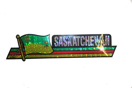 Saskatchewan LONG Metallic Bumper Sticker Decal . Size Canada Provincial Flag
