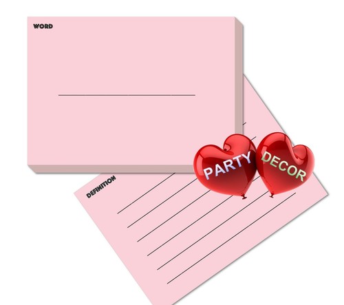 A7 Pink Revision Flash Cards Word and Definition Pack of 100 pieces