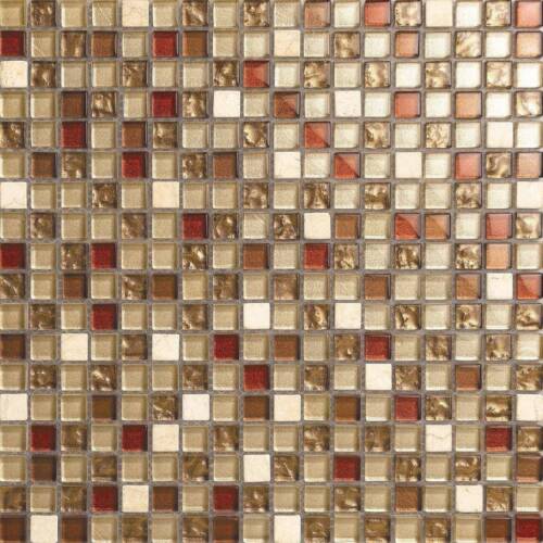 MT0065 White and Brown Stone & Glass Mosaic Tiles 300x300x8mm 1 SQM Cream 