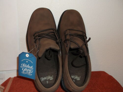 NEW FADED GLORY MEN/'S OXFORD w// LACES BROWN FAUX SUEDE LIKE FINISH CASUAL SHOES