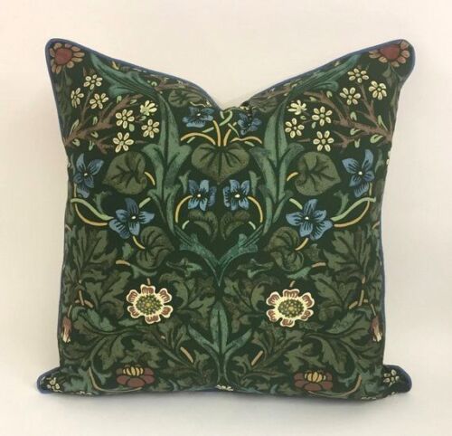 Blackthorn Green William Morris Contrast Piped  Cushion Covers 