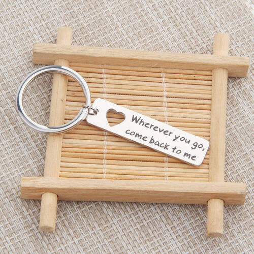 Ms.Clover Hand Stamped Boyfriend Keychain Wherever You Go Come Back To Me CF 