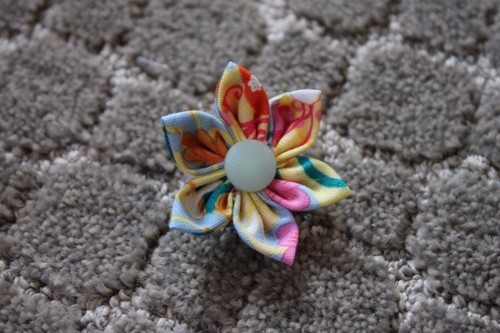 Orange Floral Blue Green Plaid Pink Mini Flower Barrettes Yellow