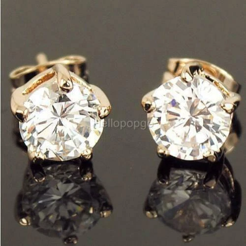 Chapado en Oro Rosa Cristal Italina Pendientes de Moda