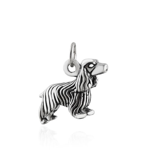 Cocker Spaniel Dog Charm-Argent Sterling 925 Chiot Anglais American Pet NEUF