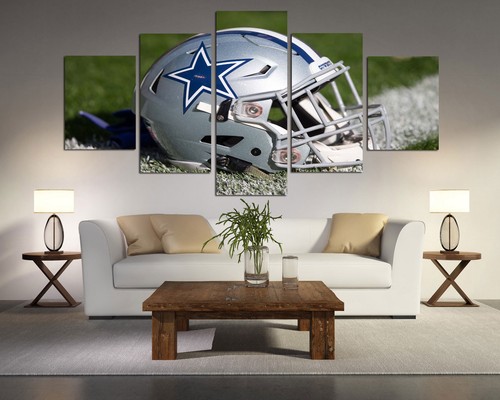 HD Print Oil Painting Decor Art on Canvas Dallas Cowboys Helmet 5PCS Unframed