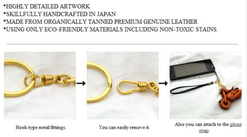 Alphabet/Initial H Handmade Leather Keychain/Charm *VANCA* Made in Japan #26379 