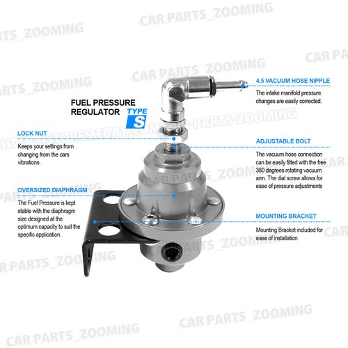 Adjustable Superior Fuel Pressure Regulator With Filled Oil Gauge Aluminum Blue