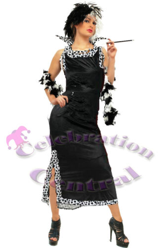 Cruella de ville style fancy dress costume pleine longueur taille uk 24-26