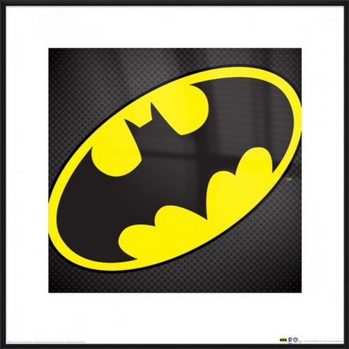 TEXTURED BAT LOGO BATMAN FRAMED ART PRINT // POSTER SIZE: 16/" x 16/"