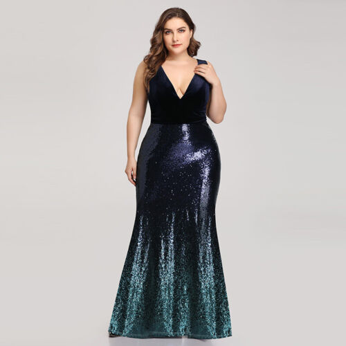 Ever-Pretty UK Plus Sequins Fishtail Bodycon Dress Sequins Evening Gown 07767 