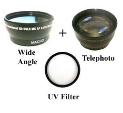 Tele Wide Lens UV Kit for JVC GZ-HD3EX GZ-HD7 GZ-HD7E GZ-HD7U GZ-HD7US GZHD7