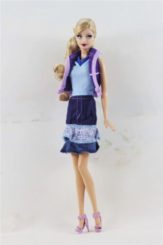 3 PCS Set Fashion Top+vest+Denim Skirt Suit FOR 11.5in.Doll Clothes B