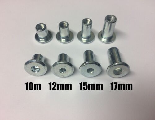 M6 x 55mm Furniture Connector Bolts /& Nut Caps Allen Key Head Joint Fixing