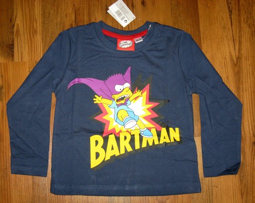 Simpsons Langarmshirt Gr Grau 122-128 Bart als Bartman Blau 98-104 110-116