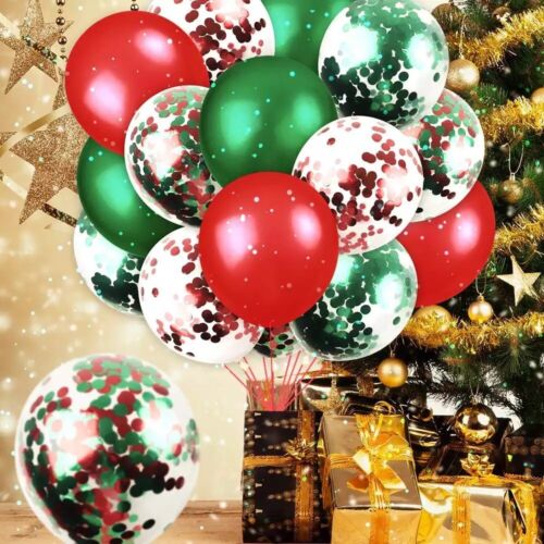 Merry Christmas Latex Balloons Green Red White Confetti Xmas New Year Decor 