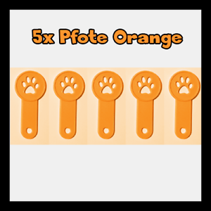 5x Pfote Orange Einkaufswagenlöser Einkaufswagenchip Hund abziehbar Wagenlöser