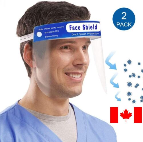 Anti-Fog Safety Face Shield Pack of 2 Reusable Anti-Saliva Plastic Visors 