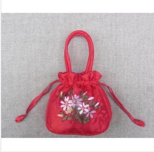 Color Elegant Beautiful Chinese Handmade Embroider Silk Bag Wristlet Womens FA