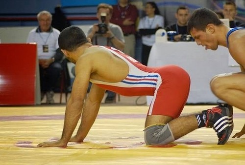 Muscular College Wrestling Jocks Match Set Up Athletic Dude Sport PHOTO 4X6 C449