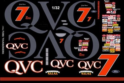 #7 Geoff Bodine QVC 1996 1//32nd Scale Slot Car Waterslide Decals