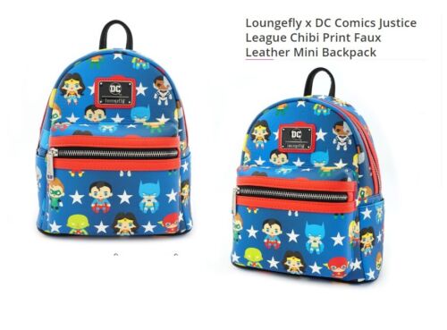 Loungefly x DC Comics Justice League Chibi Print Faux Leather Mini Backpack AU