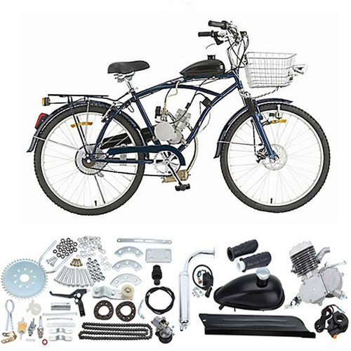 Samger 50cc 80cc 2-Takt Motor Motorset Fahrrad Benzin Hilfsmotor Silber Schwarz