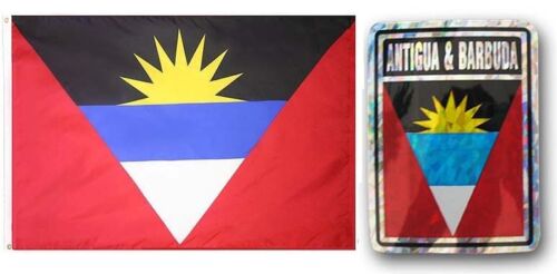 Wholesale Combo Set Antigua & Barbuda Country 3x5 3’x5’ Flag and 3"x4" Decal 