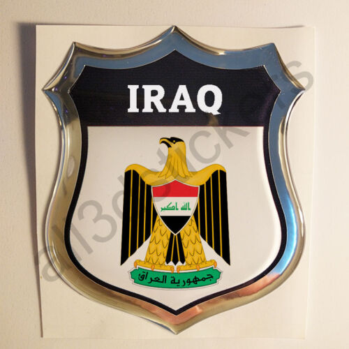 Sticker Iraq Emblem Coat of Arms Shield 3D Resin Domed Gel Vinyl Decal Car Moto