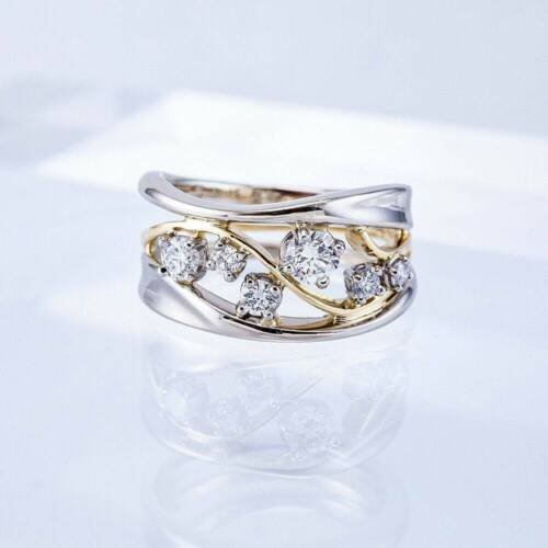 Fashion Two Tone 925 Silver Rings Women Jewelry White HOT SALE Ring Size 6-10,