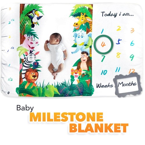 Large 60/" x 40/" Extra Soft and Durable 300 G... Baby Monthly Milestone Blanket
